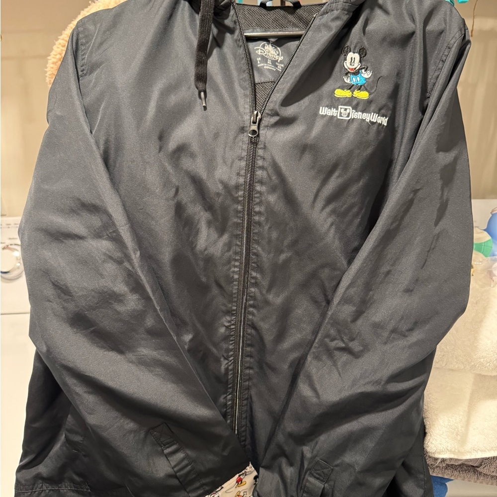 Disney Black Raincoat with Mickey Mouse Sz Large